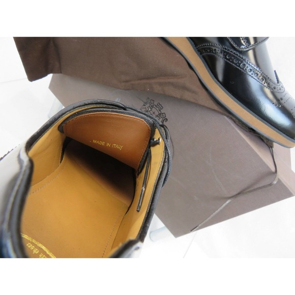 CHURCH\'S by PRADA ROSS EEG005 BLACK LEATHER WINGTIP BROGUE DERBY OXFORDS 7 US 8